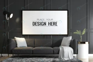 poster frame living room mockup crcb66671fb size52.39mb - title:Home - اورچین فایل - format: - sku: - keywords: p_id:18