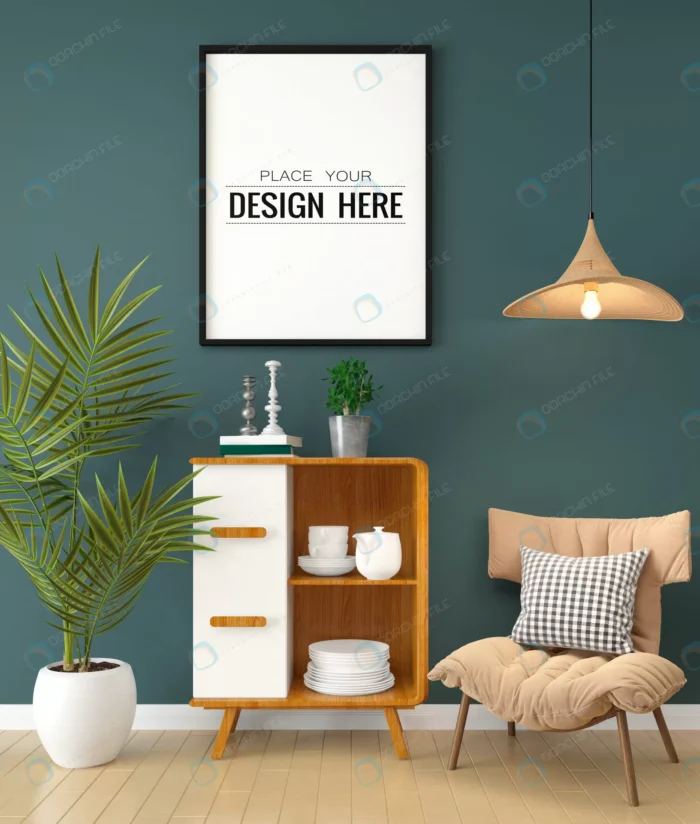 poster frame living room mockup 7 crc2a3997f3 size60.48mb - title:موکاپ قاب عکس روی دیوار تیره - اورچین فایل - format:PSD - فتوشاپ - sku:crc2a3997f3 - keywords: p_id:83151