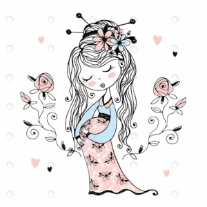 pregnant cute woman with flowers her hair vector crc80ad5d0e size3.4mb - title:Home - اورچین فایل - format: - sku: - keywords: p_id:18