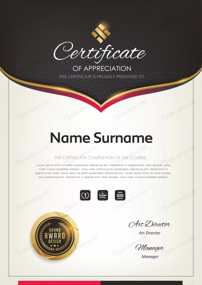 premium certificate template crcd3cc9387 size4.84mb - title:قالب آماده گواهی و مدرک پایان دوره - اورچین فایل - format:EPS - وکتور - sku:crcd3cc9387 - keywords:قالب آماده گواهی و مدرک پایان دوره, وکتور, فایل تکی, گواهی نامه, مدرسه و آموزش, مدرک p_id:96115