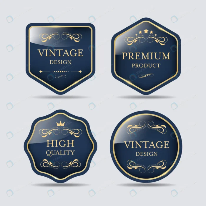 premium quality label banner vintage luxury badge crc1f749d1c size17.45mb - title:مجموعه وکتور بج کلاسیک و لاکچری - اورچین فایل - format:EPS - وکتور - sku:crc1f749d1c - keywords: p_id:60971