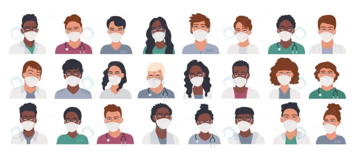 professional doctor nurse avatars mask with steth crc15b34008 size2.64mb - title:وکتور آواتار با ماسک پزشکی - اورچین فایل - format:EPS - وکتور - sku:crc15b34008 - keywords: p_id:78529