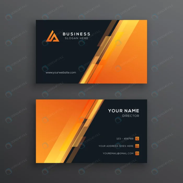 professional orange business card template with a crc08984c91 size1.45mb - title:کارت ویزیت مشکی و نارنجی رنگ - اورچین فایل - format:EPS - وکتور - sku:crc08984c91 - keywords: p_id:80493