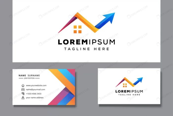 real estate logo template with business card crc49ab29ef size1.44mb - title:قالب کارت ویزیت مشاور املاک و مستغلات - اورچین فایل - format:EPS - وکتور - sku:crc49ab29ef - keywords: p_id:93773