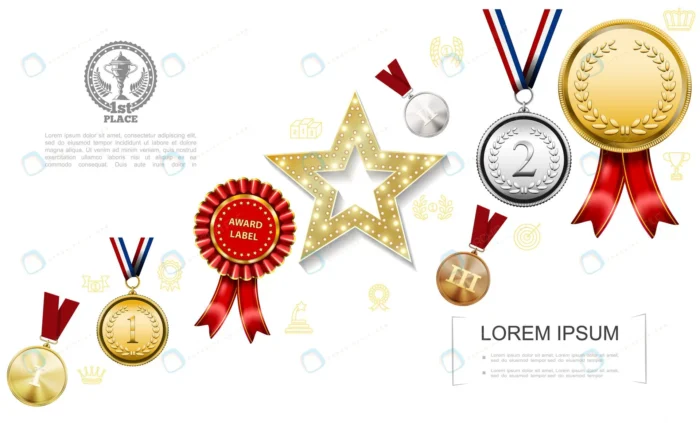 realistic awards colorful template crcc43ca07e size6.11mb - title:وکتور انواع نشان های قهرمانی رئال - اورچین فایل - format:EPS - وکتور - sku:crcc43ca07e - keywords: p_id:51038