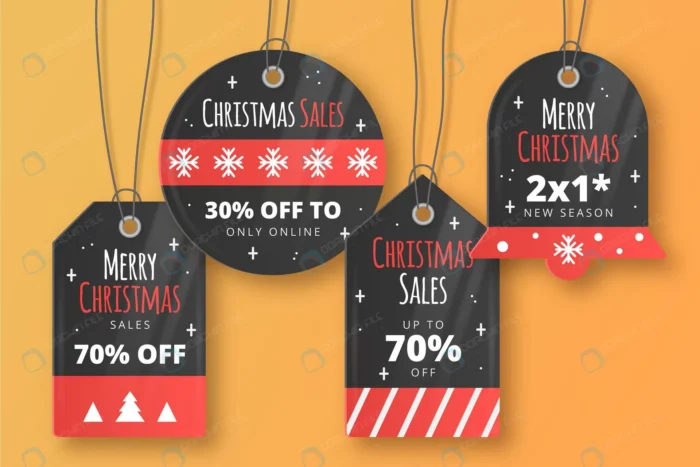 realistic christmas sale tag collection 3 crc69526fc9 size12.64mb 1 - title:لیبل رئال فروش ویژه کریسمس - اورچین فایل - format:EPS - وکتور - sku:crc69526fc9 - keywords: p_id:44229