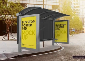 realistic city bus stop billboard mockup crcca580c53 size22.17mb - title:Home - اورچین فایل - format: - sku: - keywords: p_id:18