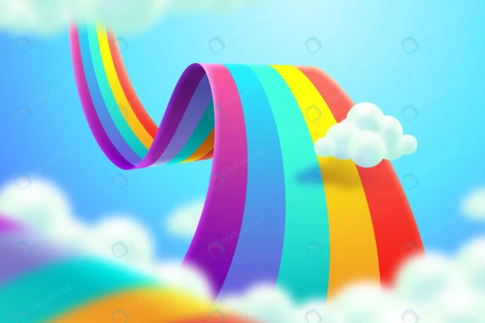 realistic colorful rainbow concept crc1340c4fa size44.59mb - title:وکتور رئال رنگین کمان با ابر سه بعدی - اورچین فایل - format:EPS - وکتور - sku:crc1340c4fa - keywords: p_id:79433