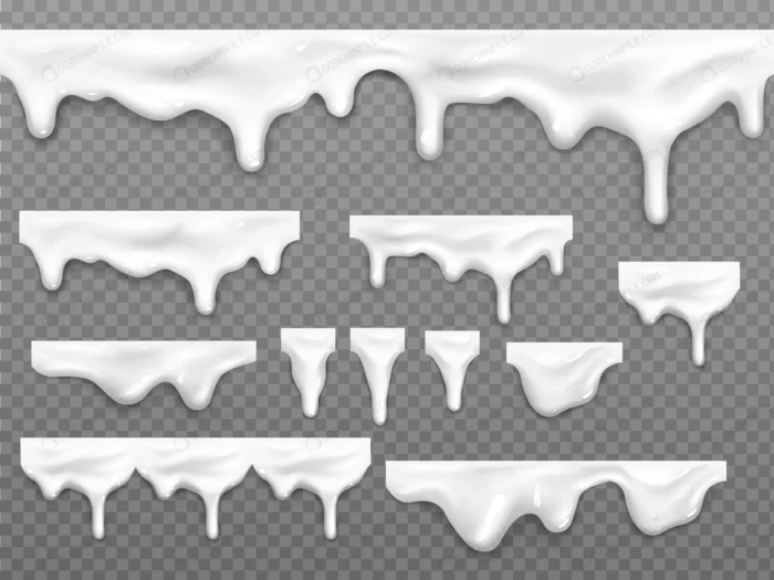 realistic dripping milk drops melted white liquid crca9f7b453 size2.52mb - title:وکتور جاری شدن شیر بدون پس زمینه - اورچین فایل - format:EPS - وکتور - sku:crca9f7b453 - keywords: p_id:92277
