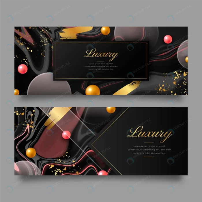 realistic golden luxury horizontal banners set 282 crc66513265 size6.16mb - title:بنر با پس زمینه مشکی - اورچین فایل - format:EPS - وکتور - sku:crc66513265 - keywords: p_id:89131