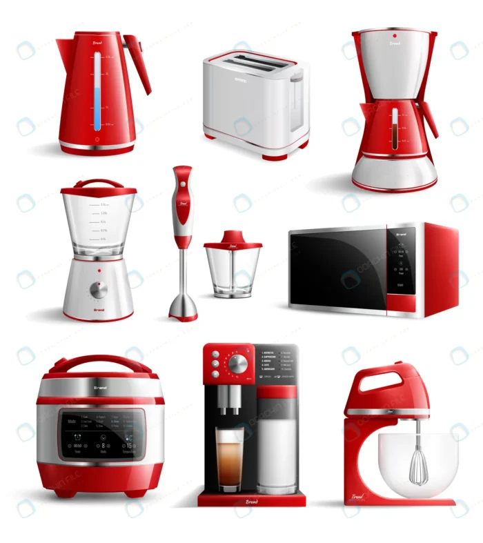realistic household kitchen appliances set crcb89c4193 size3.79mb - title:وکتور لوازم برقی آشپزخانه - اورچین فایل - format:EPS - وکتور - sku:crcb89c4193 - keywords: p_id:87953