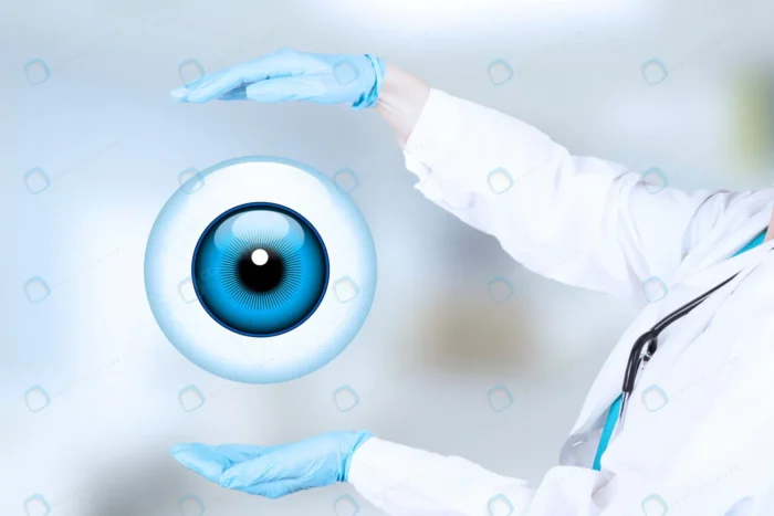 realistic human eye with blue cornea as round ico crc8efe74d5 size5.49mb 6240x4160 1 - title:استوک دکتر در حال نشان دادن تصویر چشم کارتونی - اورچین فایل - format:JPG - استوک - sku:crc8efe74d5 - keywords: p_id:50535