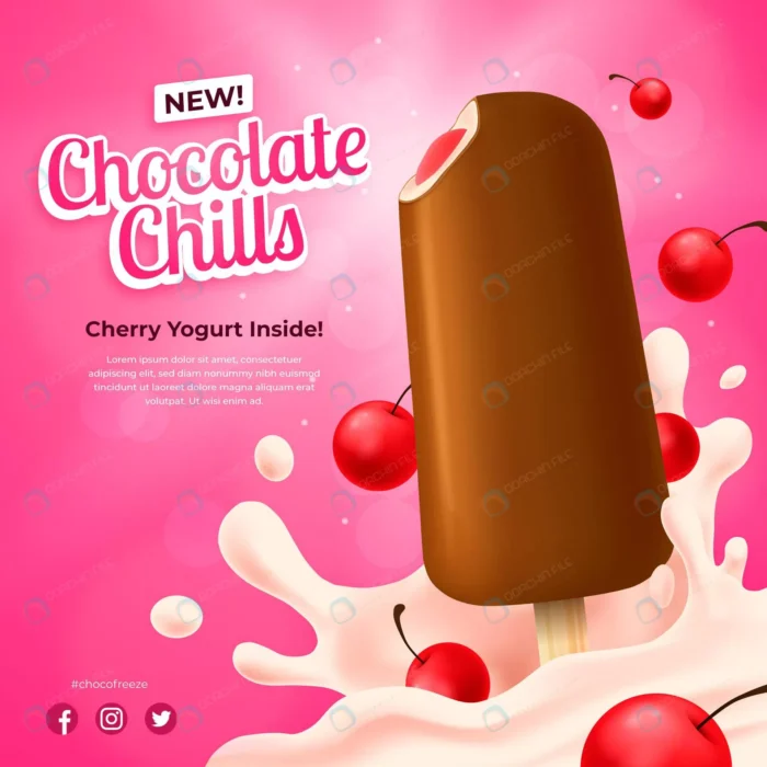 realistic ice cream promo template crc98e82030 size21.08mb - title:وکتور بستنی چوبی شکلاتی - میوه ای - اورچین فایل - format:EPS - وکتور - sku:crc98e82030 - keywords: p_id:41388