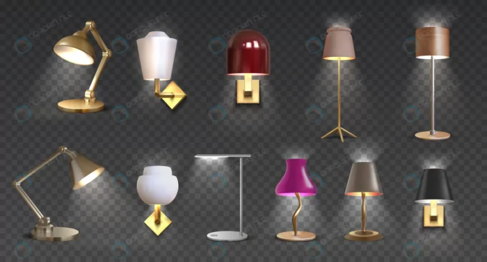 realistic lamp home floor desk 3d light furniture crc4c2de4c6 size8.14mb - title:وکتور انواع آباژور و چراغ دیواری - اورچین فایل - format:EPS - وکتور - sku:crc4c2de4c6 - keywords: p_id:85971