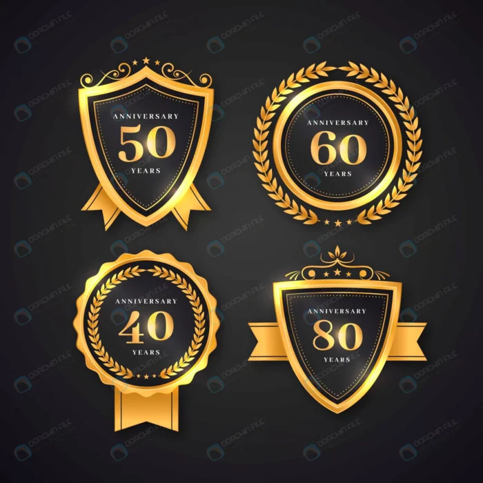 realistic luxury anniversary labels collection.jp crc816de819 size4.03mb - title:مجموعه وکتور برچسب کلاسیک مربوط به سالگرد - اورچین فایل - format:EPS - وکتور - sku:crc816de819 - keywords: p_id:60983
