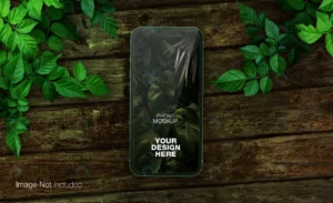 realistic nature phone mockup with plants design crc000305b9 size55.50mb - title:Home - اورچین فایل - format: - sku: - keywords: p_id:18