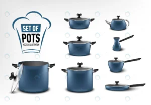 realistic set blue kitchen appliances pots differ crc42490a74 size6.50mb - title:Home - اورچین فایل - format: - sku: - keywords: p_id:18