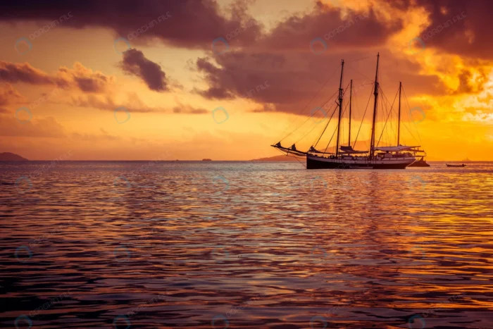recreational yacht indian ocean beautiful sunset crc817b219b - title:عکس غروب خورشید و قایق بادبانی در دریا - اورچین فایل - format:JPG - استوک - sku:crc817b219b - keywords: p_id:82327
