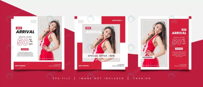 red fashion square social media post template crcff50e33e size2.11mb - title:مجموعه پست اینستاگرام تبلیغ و فروش محصول - اورچین فایل - format:EPS - وکتور - sku:crcff50e33e - keywords: p_id:80029