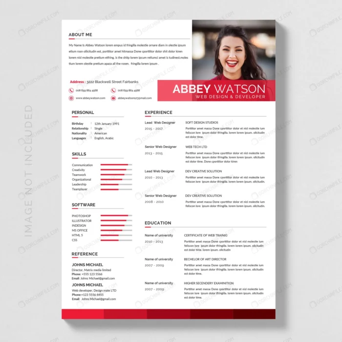 red resume mockup crcea51af01 size1.52mb - title:قالب رزومه شخصی - اورچین فایل - format:EPS - وکتور - sku:crcea51af01 - keywords:قالب رزومه شخصی p_id:101847