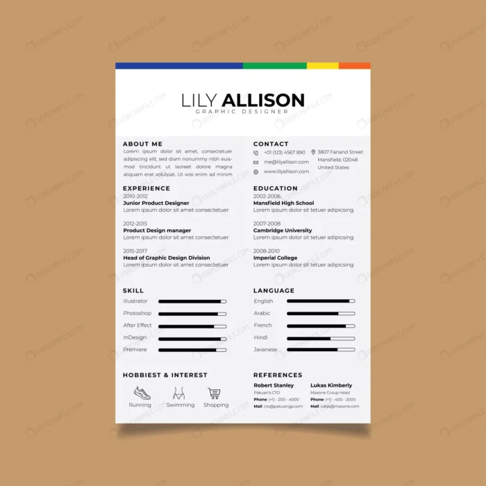 resume design template minimalist cv 6 crc39ffb6fa size1.78mb - title:قالب رزومه کاری - اورچین فایل - format:EPS - وکتور - sku:crc39ffb6fa - keywords:قالب رزومه کاری p_id:101891
