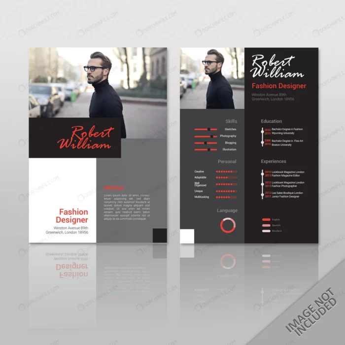 resume lookbook robert a4 crc92551f77 size1.53mb - title:قالب رزومه شخصی - اورچین فایل - format:EPS - وکتور - sku:crc92551f77 - keywords:قالب رزومه شخصی p_id:101907