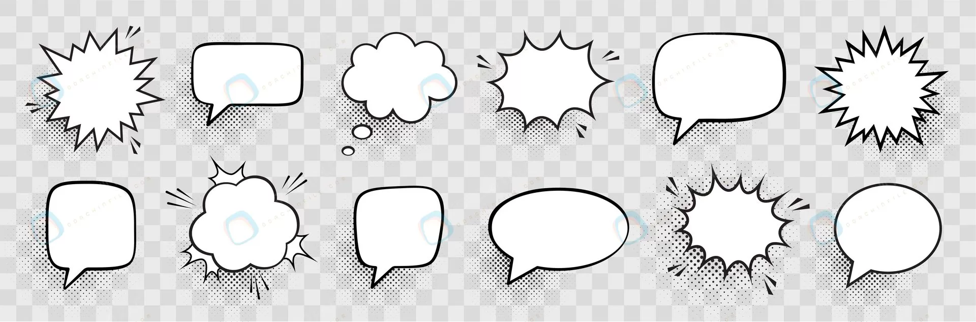 retro empty comic speech bubbles set with black h crc566aac7b size4.53mb - title:Home Main - اورچین فایل - format: - sku: - keywords: p_id:18