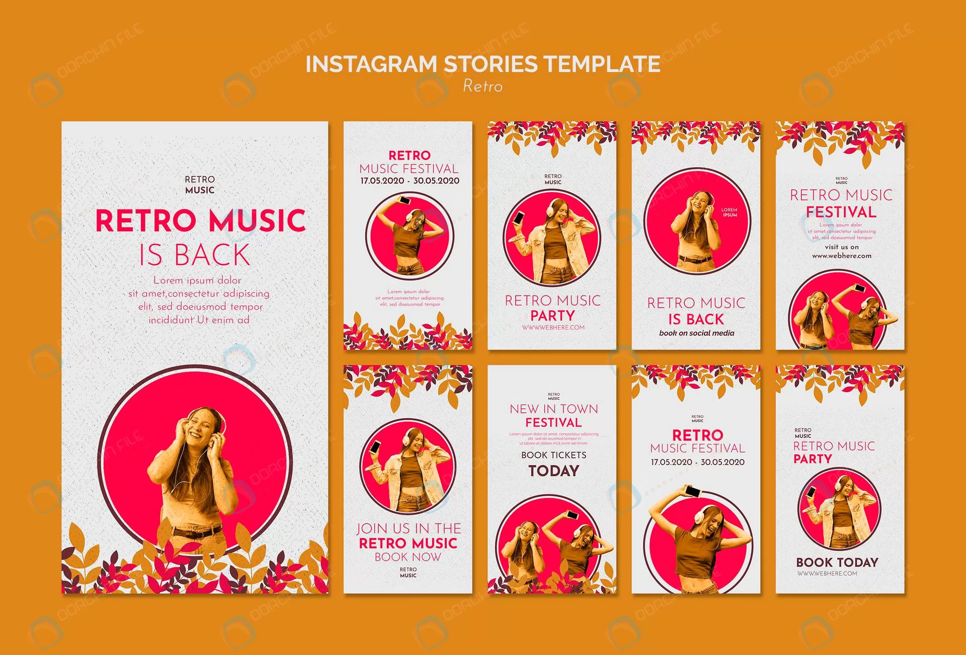 retro music concept instagram stories template crc8f1e2e69 size70.31mb 1 - title:قالب استوری اینستاگرام برای سبک رترو - اورچین فایل - format:PSD - فتوشاپ - sku:crc8f1e2e69 - keywords: p_id:45866