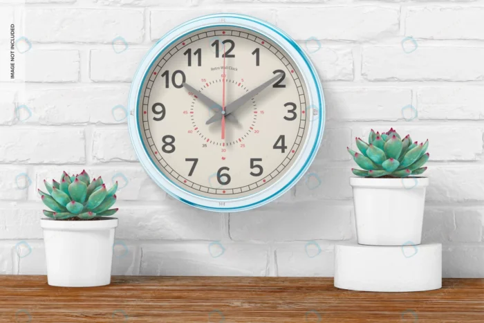 retro wall clock mockup front view crce157eab1 size153.31mb - title:موکاپ ساعت دیواری قدیمی - اورچین فایل - format:PSD - فتوشاپ - sku:crce157eab1 - keywords: p_id:83695