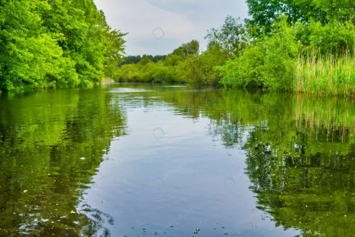 river landscape green forest with trees blue water rnd760 frp26533173 - title:عکس رودخانه زلال با جنگل سبز - اورچین فایل - format:JPG - استوک - sku:frp26533173 - keywords: p_id:69649