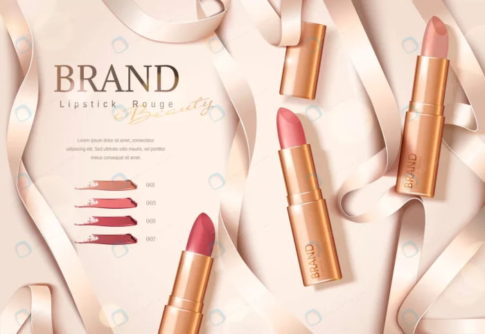 rose gold package lipstick banner with ribbons fl crc1c39ceaa size4.97mb - title:وکتور رئال تبلیغاتی رژ لب طلایی - اورچین فایل - format:EPS - وکتور - sku:crc1c39ceaa - keywords: p_id:61155