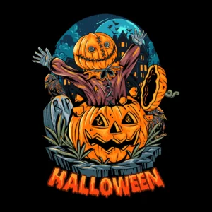 sack headed human comes out halloween pumpkin makes shock because it s so scary editable layers vector 1 - title:Home - اورچین فایل - format: - sku: - keywords: p_id:18