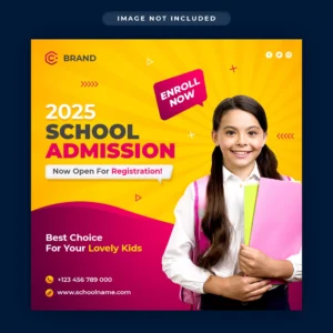 school admission promotional instagram banner social media post template - title:Home - اورچین فایل - format: - sku: - keywords: p_id:18