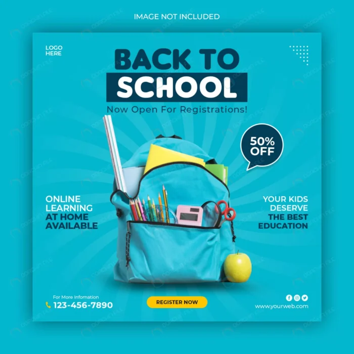 school admission social media post banner template rnd514 frp17761975 - title:قالب لایه باز پست اینستاگرام مدرسه و آموزش - اورچین فایل - format:PSD - فتوشاپ - sku:frp17761975 - keywords: p_id:73441