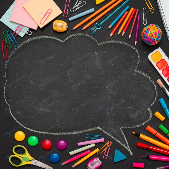 school multi colored supplies pencils drawn cloud crc17a92ad5 - title:استوک کادر کامنت ابری با دورچین لوازم التحریر - اورچین فایل - format:JPG - استوک - sku:crc17a92ad5 - keywords: p_id:51860