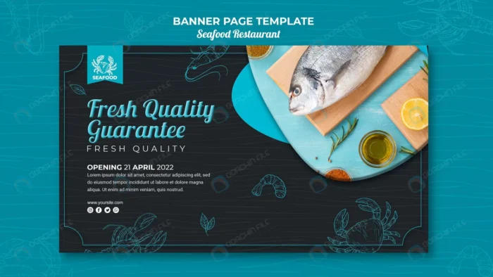 seafood restaurant banner design crc473ef500 size40.06mb - title:قالب بنر رستوران با غذاهای دریایی - اورچین فایل - format:PSD - فتوشاپ - sku:crc473ef500 - keywords: p_id:40570