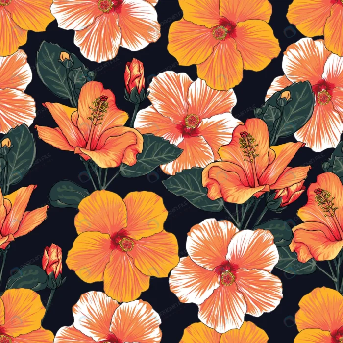 seamless pattern floral with hibiscus flowers bac crcdd9759c1 size35.02mb - title:پترن بدون درز گل هیبیسکوس - اورچین فایل - format:EPS - وکتور - sku:crcdd9759c1 - keywords: p_id:75867