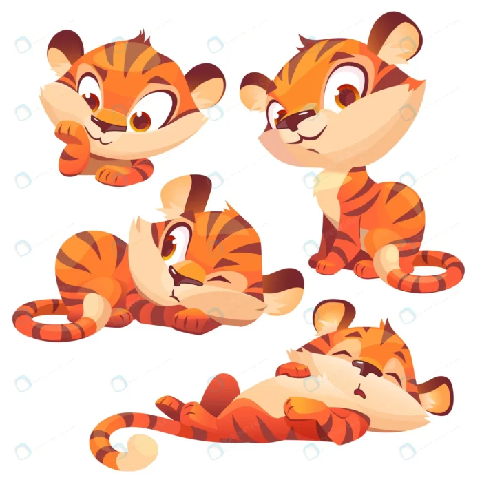 set cartoon baby tiger cute animal cub character. crc61a914b8 size2.16mb - title:مجموعه کاراکتر ببر با فرمت وکتور - اورچین فایل - format:EPS - وکتور - sku:crc61a914b8 - keywords: p_id:77807