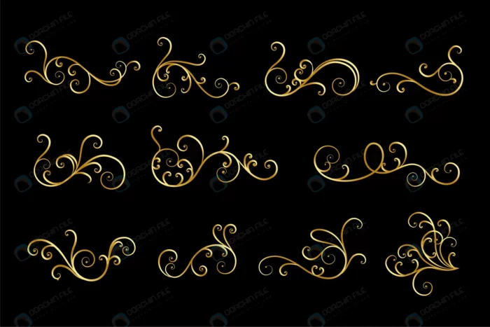 set floral ornaments golden colors crce1b5e769 size1.66mb - title:وکتور گل و بوته طلایی دورانی - اورچین فایل - format:EPS - وکتور - sku:crce1b5e769 - keywords: p_id:84993