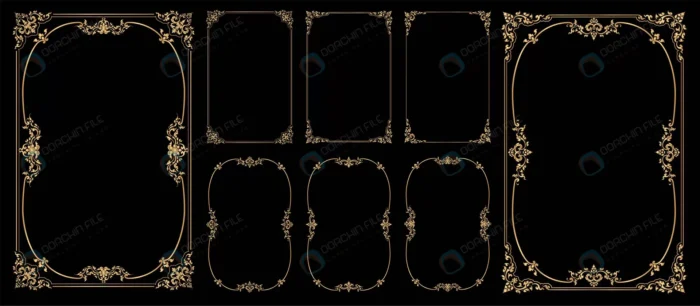 set frames borders black bacground gold photo fra crcfbb6ebce size6.75mb - title:وکتور مجموعه فریم های عمودی و کلاسیک - اورچین فایل - format:EPS - وکتور - sku:crcfbb6ebce - keywords: p_id:60705