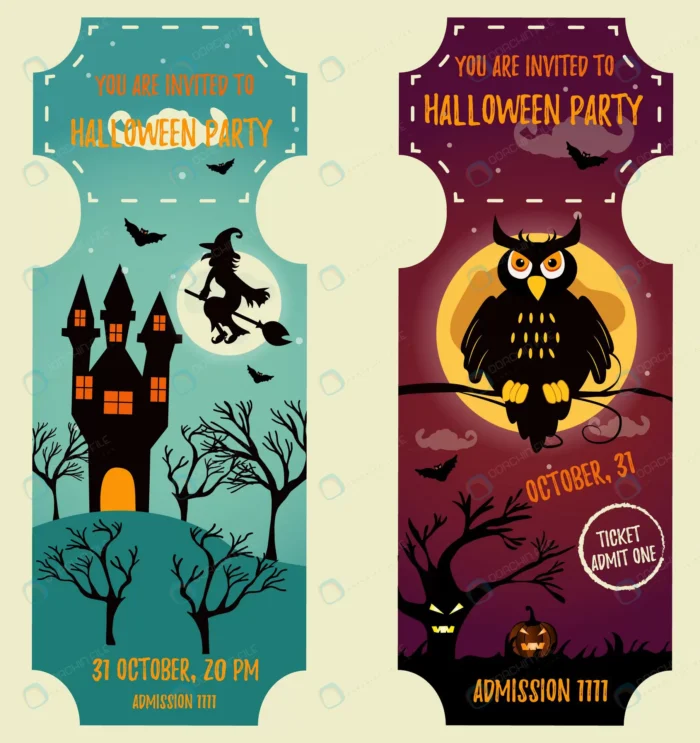set halloween backgrounds with bright characters crc6bb39464 size7.82mb 1 - title:تیکت دعوت برای جشن هالووین - اورچین فایل - format:EPS - وکتور - sku:crc6bb39464 - keywords: p_id:43464