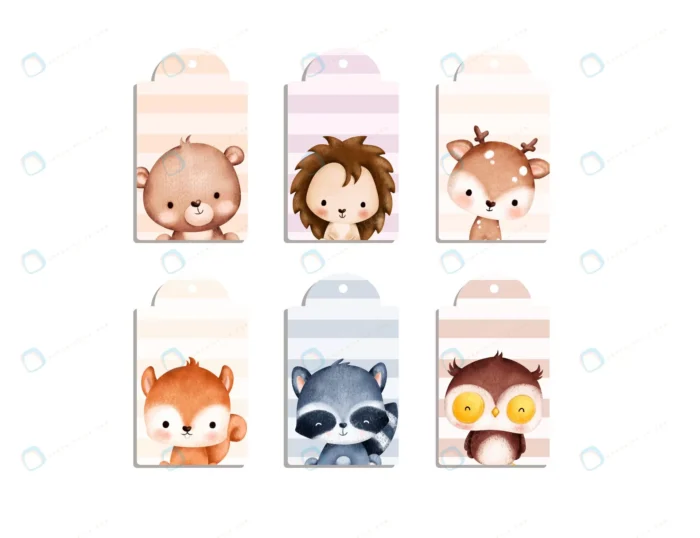 set hangtag label with baby animal stripe pastel crc61073f68 size35.13mb - title:مجموعه لیبل با موضوع حیوانات - اورچین فایل - format:EPS - وکتور - sku:crc61073f68 - keywords: p_id:77809