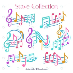 set staves with colorful hand drawn musical notes rnd596 frp1269687 1 - title:Home - اورچین فایل - format: - sku: - keywords: p_id:18