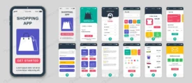 set ui ux gui screens shopping app flat design te crcc447566a size5.29mb - title:Home Main - اورچین فایل - format: - sku: - keywords: p_id:18