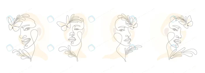 set women with floral elegant line art style crc1b567385 size1.95mb - title:مجموعه وکتور تصویر خطی صورت خانم - اورچین فایل - format:EPS - وکتور - sku:crc1b567385 - keywords: p_id:77029