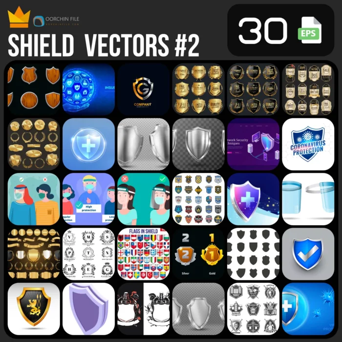 shield 2bb - title:مجموعه وکتور علامت سپر حفاظتی - اورچین فایل - format:EPS - وکتور - sku:crcvec30shield - keywords: p_id:41517