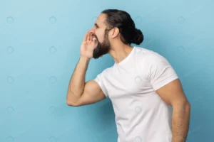 side view handsome man with beard wearing white ts rnd311 frp31940689 - title:Home - اورچین فایل - format: - sku: - keywords: p_id:18