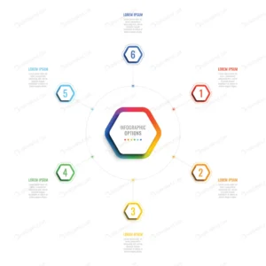 six steps 3d infographic template with hexagonal crc2e915b51 size2.45mb - title:Home - اورچین فایل - format: - sku: - keywords: p_id:18