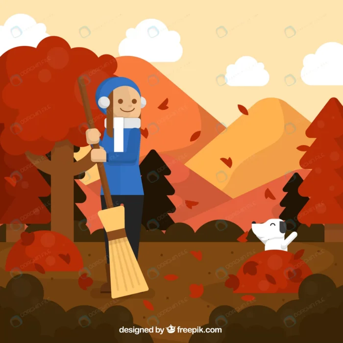 smiley woman sweeping fallen leaves crc6c8b4259 size1.96mb - title:وکتور منظره پاییزی با کاراکتر خانم - اورچین فایل - format:EPS - وکتور - sku:crc6c8b4259 - keywords:وکتور منظره پاییزی با کاراکتر خانم, وکتور, برگ, پاییز, خانم, دانلود رایگان, فایل تکی, کاراکتر, وکتور رایگان p_id:62901