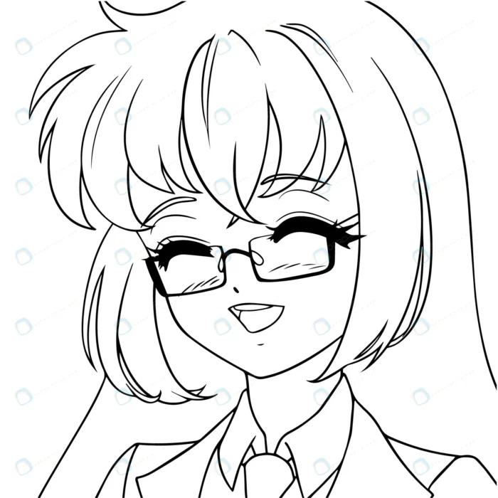 smiling anime girl with closed eyes wearing glass crca4a2efac size1.22mb - title:وکتور انیمه دختر خندان - اورچین فایل - format:EPS - وکتور - sku:crca4a2efac - keywords: p_id:90161